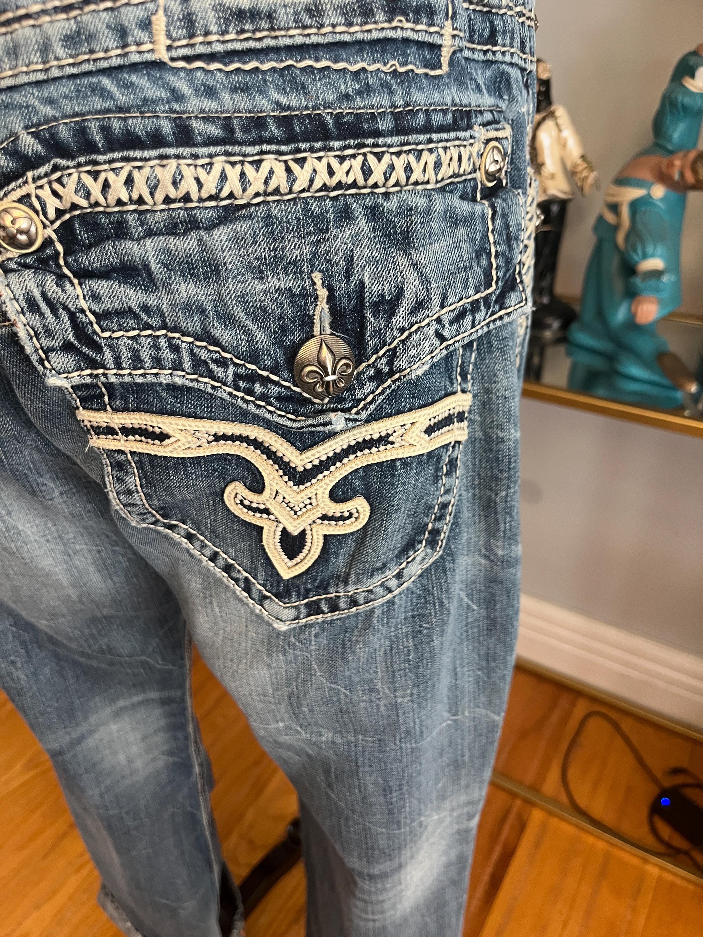 Vintage Rock Revival Jeans: Y2K Relaxed Fit, Heavy Stitch Detail