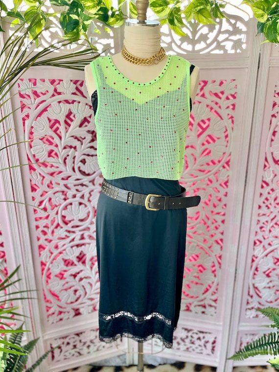 90S NEON MESH top, neon green mesh top, mesh crop 