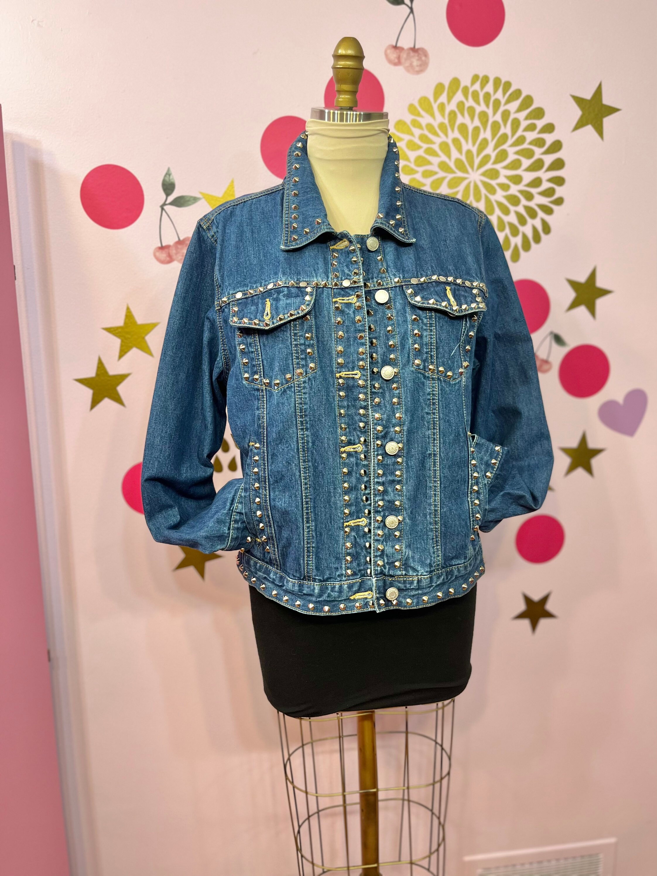 Studded Denim Jacket, Vintage Denim Jacket, Silver Studded Denim Jacket, Upcycled Denim Jacket, Fab208nyc, Silver Spike Stud Denim Jacket - Etsy Studded Denim Jacket, Vintage Denim Jacket, Silver Studded Denim Jacket, Upcycled Denim Jacket, Fab208nyc, Silver Spike Stud Denim Jacket - Etsy