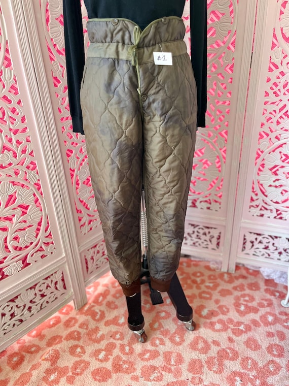 DYED QUILTED PANTS/vintage military quilted pants/