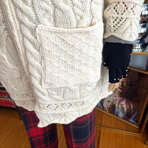 Vintage Hooded Aran Cable Knit Cardigan: Irish Sweater with Pockets image 5