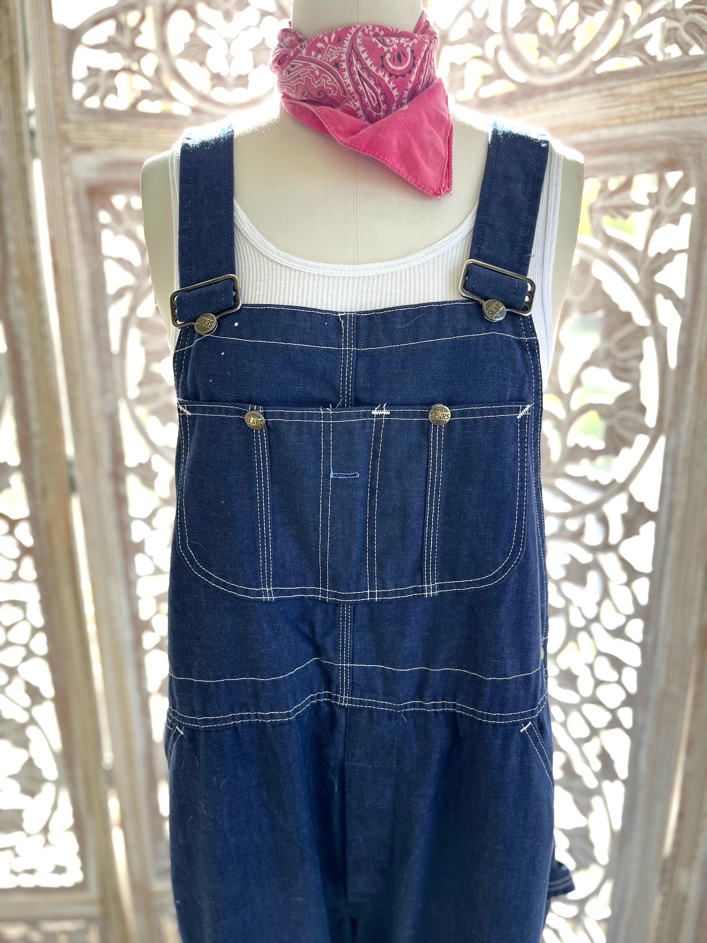 Vintage Sears Dark Denim Overalls: Unisex 38x31 - Etsy