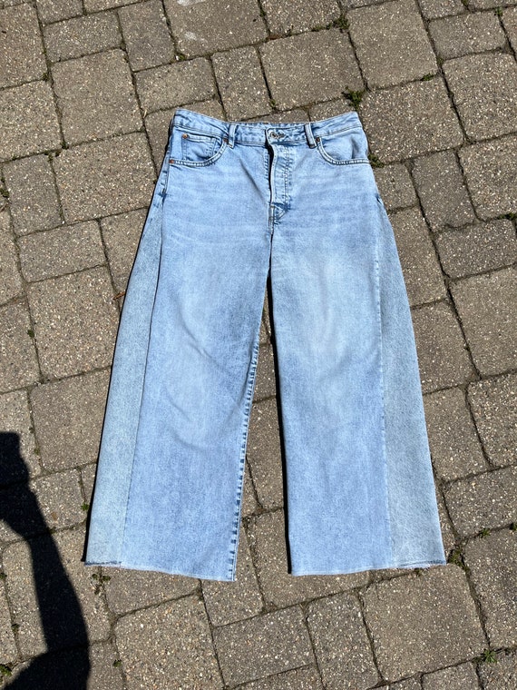 WIDE LEG JEANS, side panel jeans, acid wash wide l