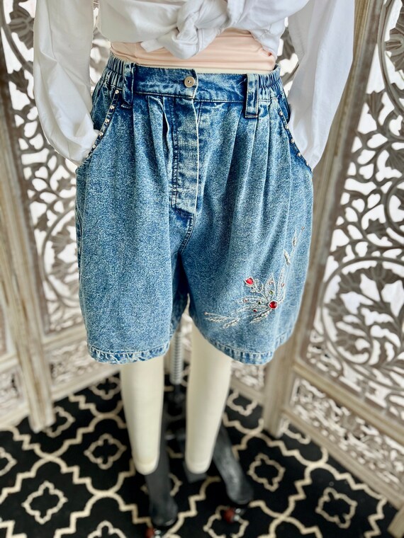 ACID WASH SHORTS/wide leg acid wash shorts/80s wi… - image 2