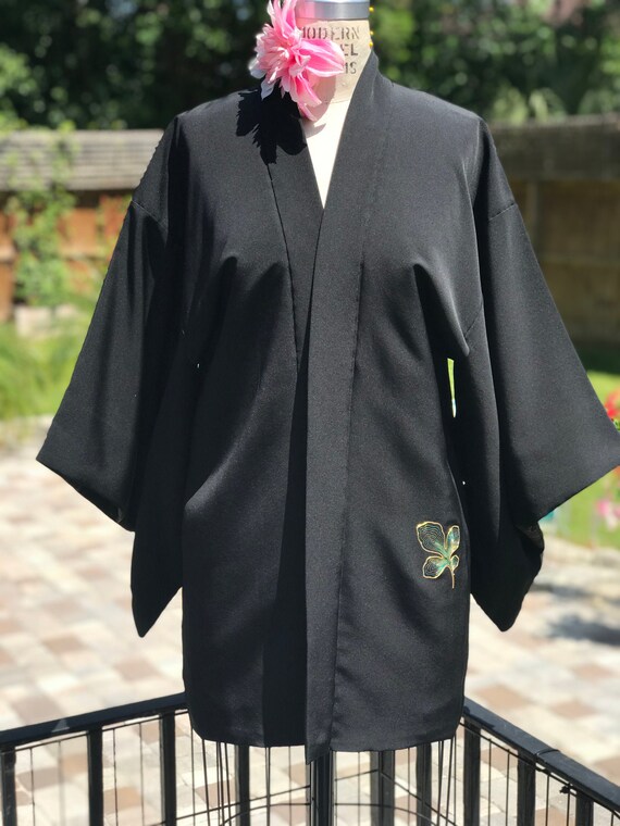 VINTAGE KIMONO JACKET/black kimono/vintage kimono/