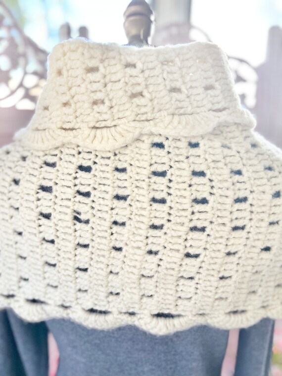 VINTAGE KNIT SHAWL/hand knit shawl/crochet shawl/… - image 6
