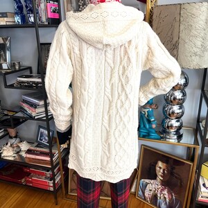 Vintage Hooded Aran Cable Knit Cardigan: Irish Sweater with Pockets image 12