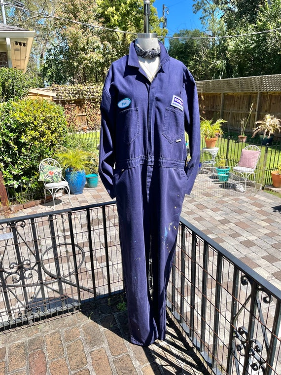 VINTAGE XL COVERALLS/navy blue coveralls/vintage c