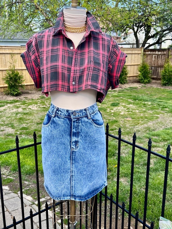 80s ACID WASH SKIRT, acid wash denim skirt, vintag