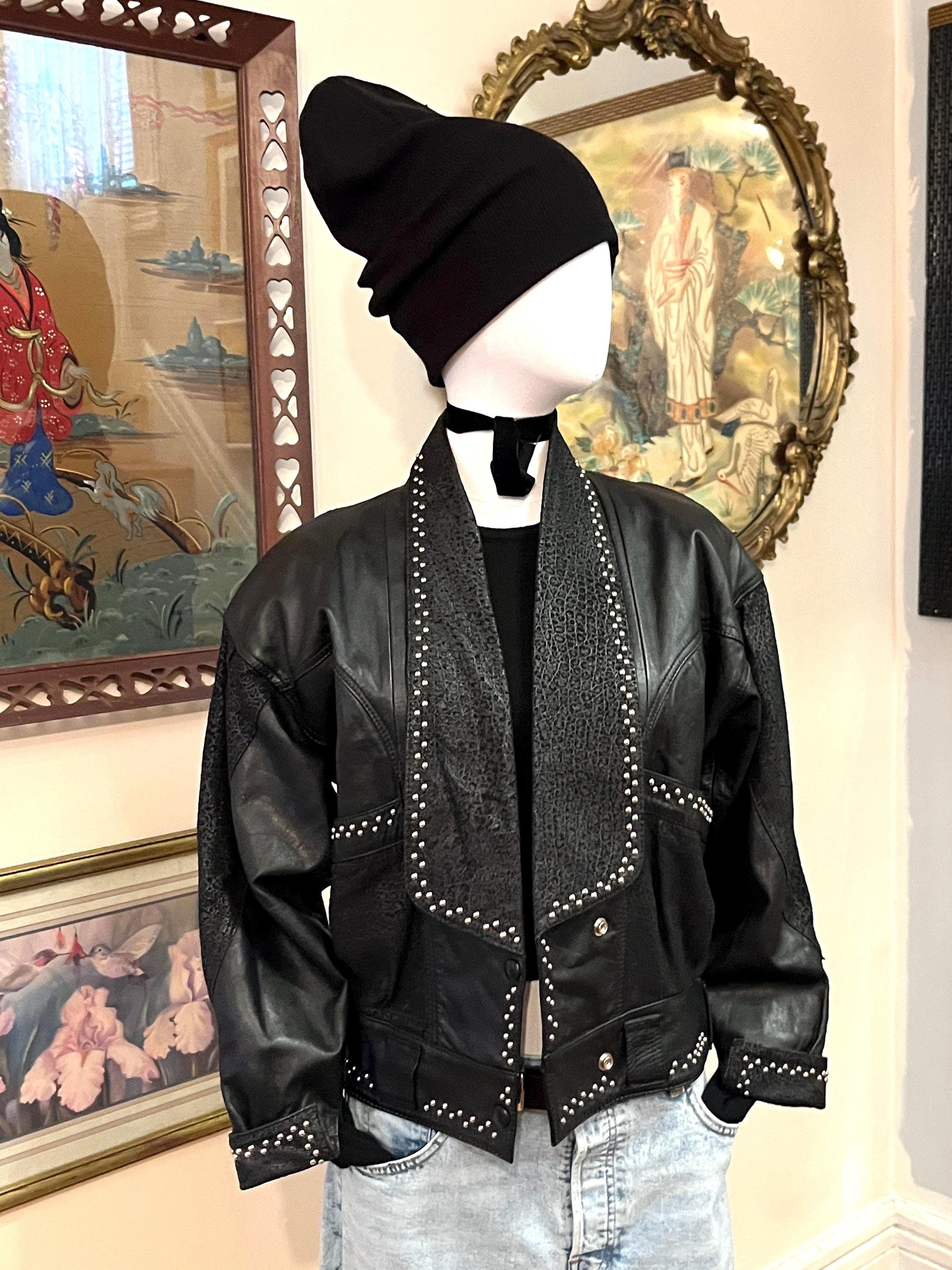 80s Studded Leather Jacket, Two Tone Leather Jacket, Silver Stud Leather Jacket, Vintage Leather Jacket, Padded Shoulder Jacket, Fab208nyc - Etsy 80s Studded Leather Jacket, Two Tone Leather Jacket, Silver Stud Leather Jacket, Vintage Leather Jacket, Padded Shoulder Jacket, Fab208nyc - Etsy