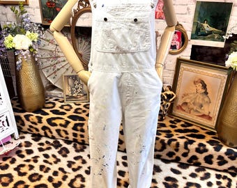Mono de pintor blanco vintage de 34 pulgadas