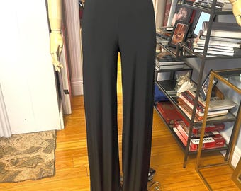Vintage 90s Black Slinky High Waist Wide Leg Pants