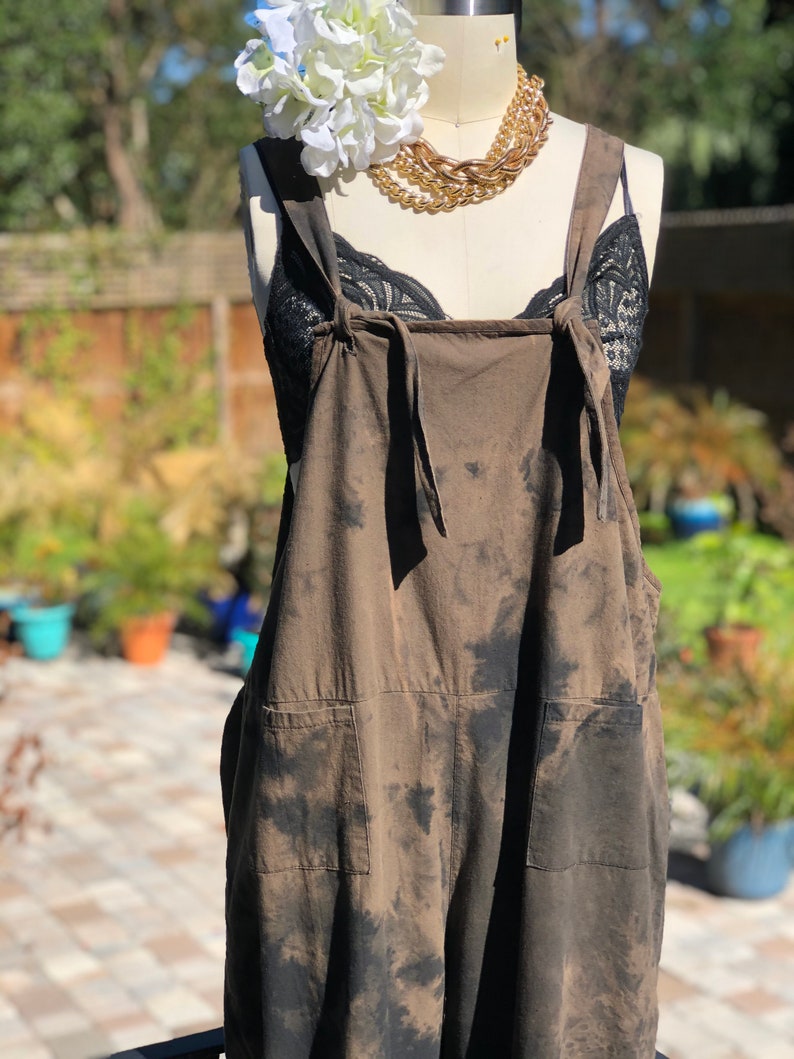 VINTAGE OVERALLSblack and brown overallshand dyed overallscotton overallsboho overallscotton tie dye overallsfab208nycfab208boho