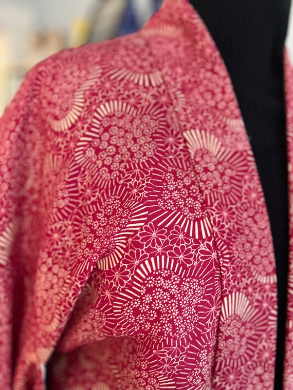 VINTAGE HAORI KIMONO/Japanese kimono jacket/red w… - image 3