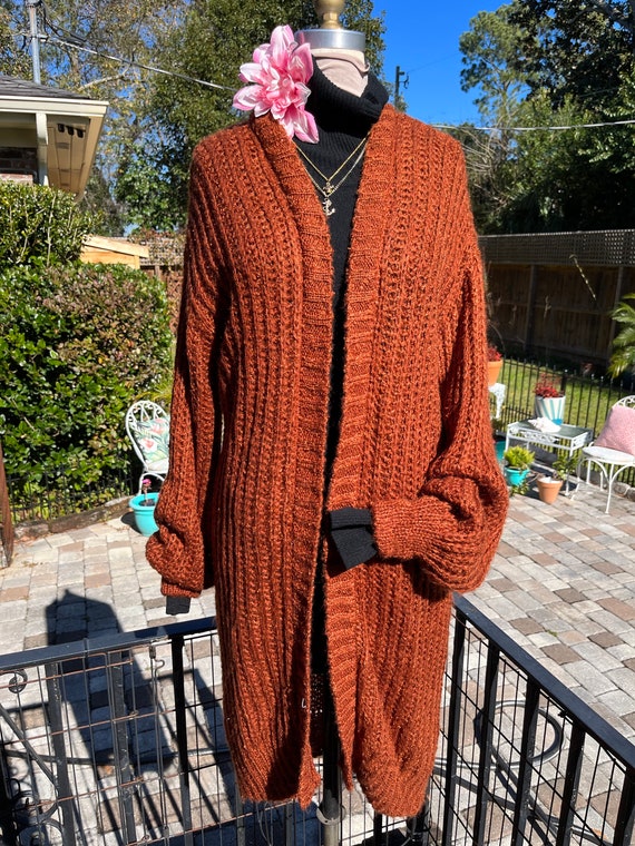 VINTAGE ACRYLIC CARDIGAN sweater/amber color swea… - image 2