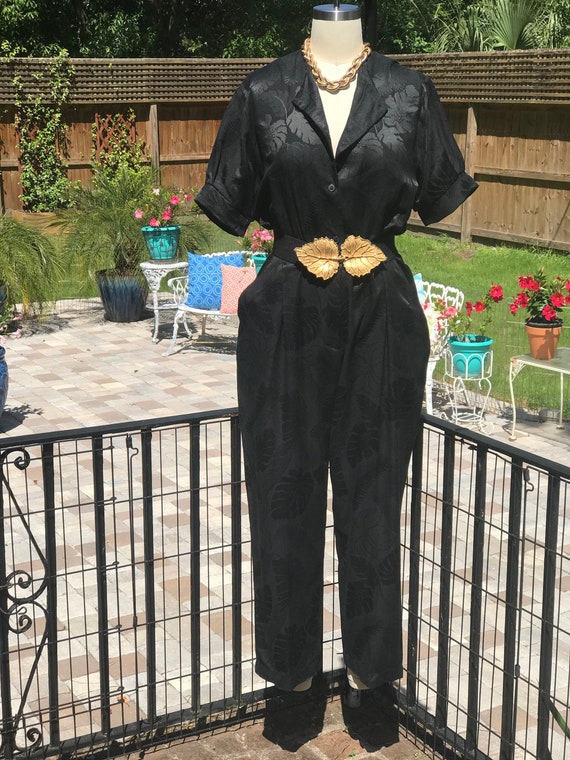 FREE US SHIPPING/jumpsuit/vintage jumpsuit/silk ju