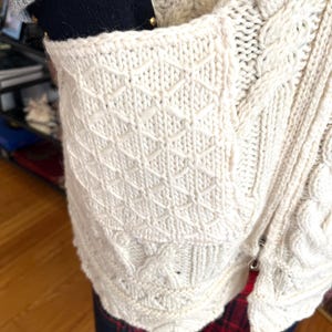 Vintage Hooded Aran Cable Knit Cardigan: Irish Sweater with Pockets image 9