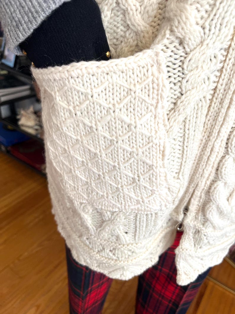 Vintage Hooded Aran Cable Knit Cardigan: Irish Sweater with Pockets image 9