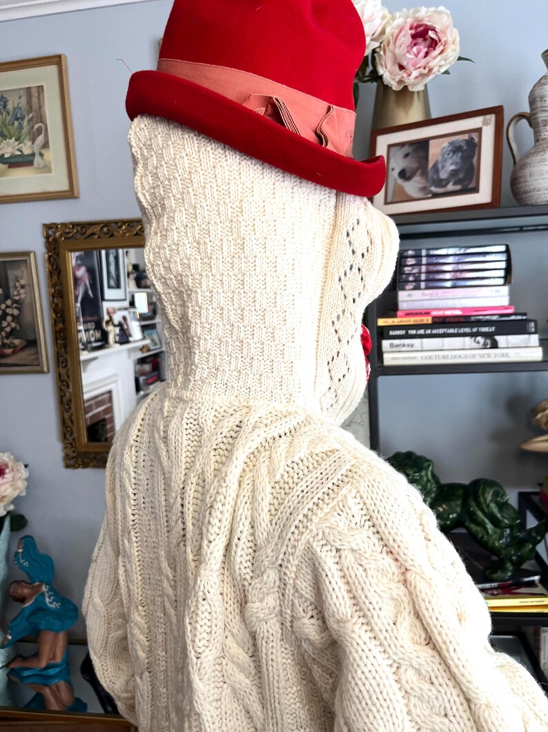 Vintage Hooded Aran Cable Knit Cardigan: Irish Sweater with Pockets image 17