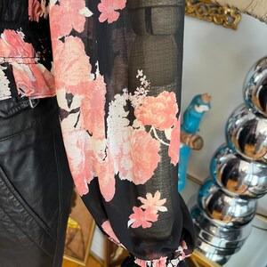 Free People black floral blouse with tags: lace and sheer blouse image 6