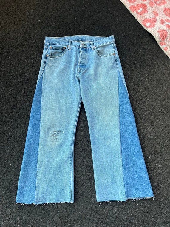 SIDE PANEL LEVIS,upcycled 501 jeans, faded denim j