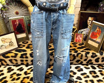 XL Trashed Free People Barrel Jeans