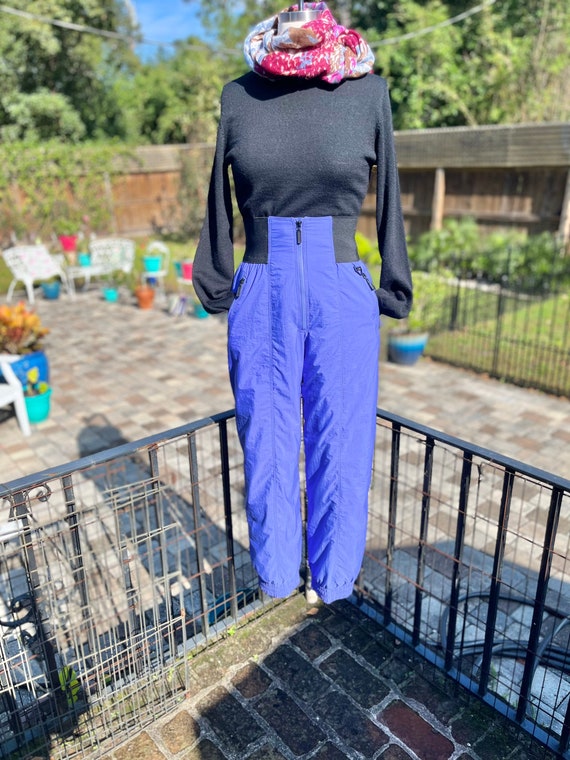 80S HIGH WAIST SKI Pants/purple Black Ski Pant/high Waisted Ski