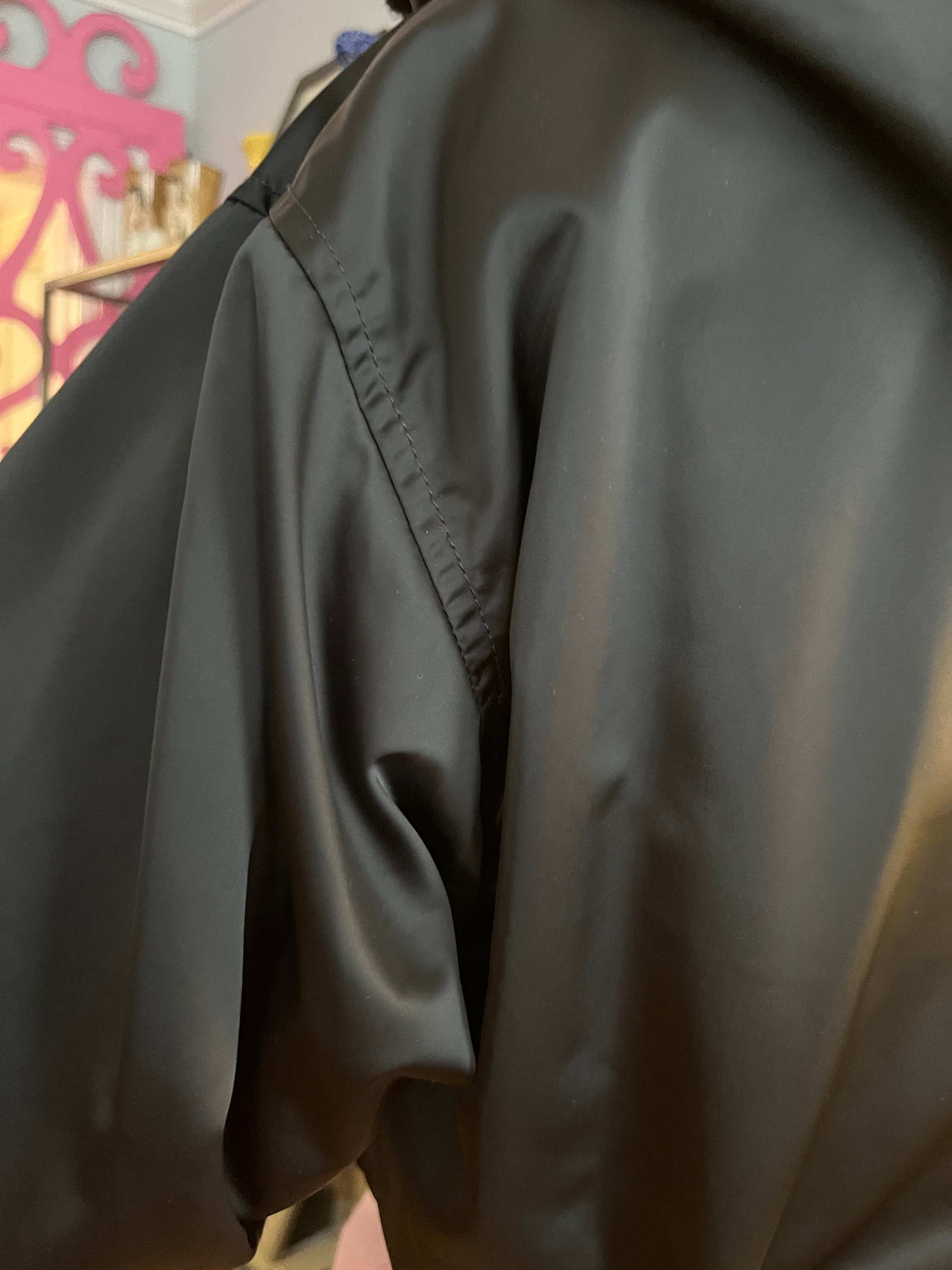 Reversible Fake Fur and Satin Bomber Jacket, Black Fake Fur