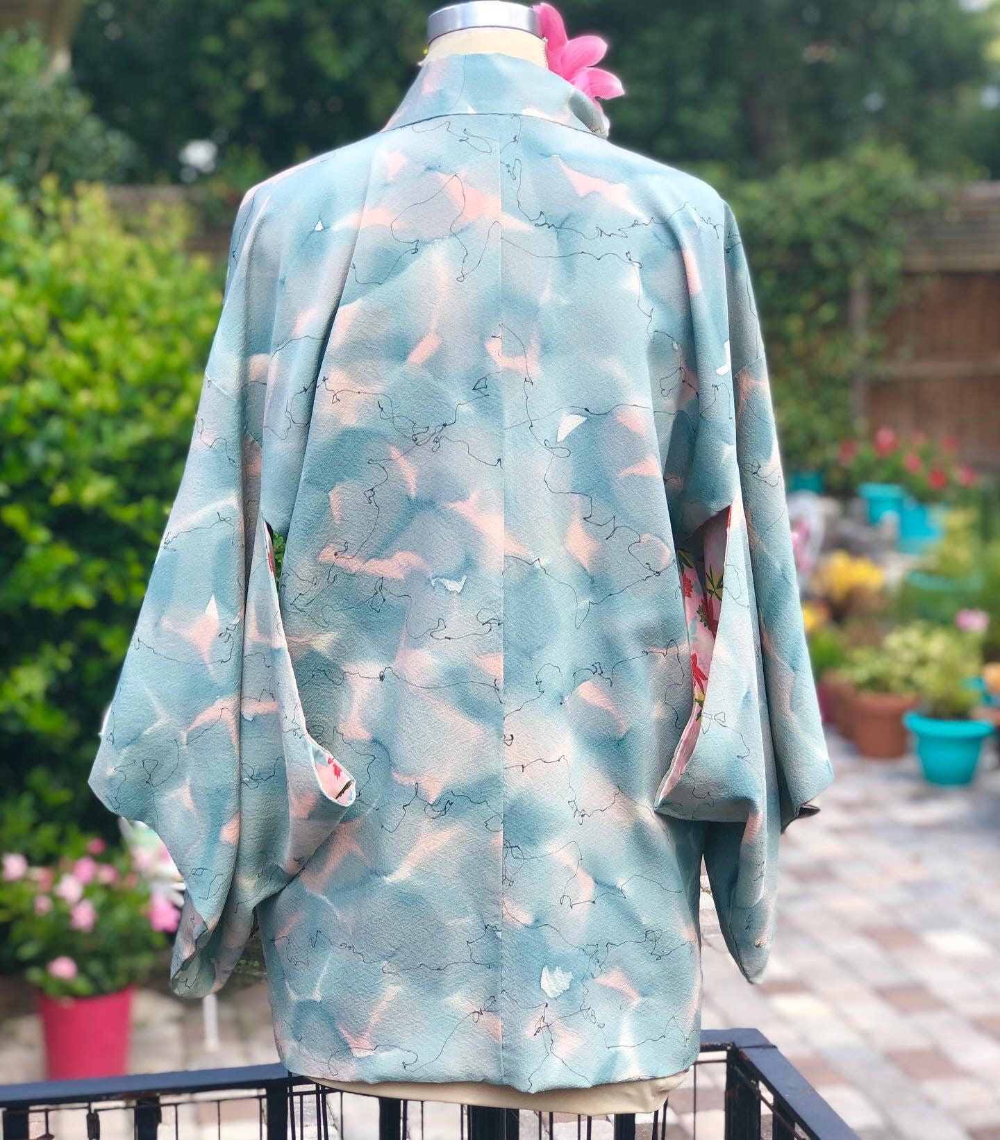 Vintage Kimono Haori, Japanese Haori Jacket, Reversible Vintage Kimono Haori, Japanese Haori Jacket, Reversible