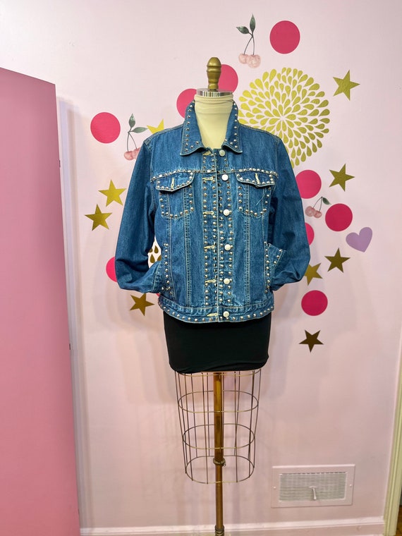 Studded Denim Jacket, Vintage Denim Jacket, Silver Studded Studded Denim Jacket, Vintage Denim Jacket, Silver Studded