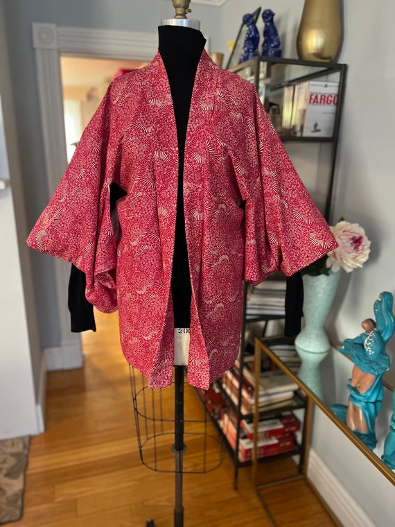 VINTAGE HAORI KIMONO/Japanese kimono jacket/red w… - image 9