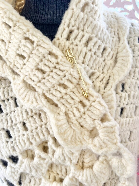 VINTAGE KNIT SHAWL/hand knit shawl/crochet shawl/… - image 4