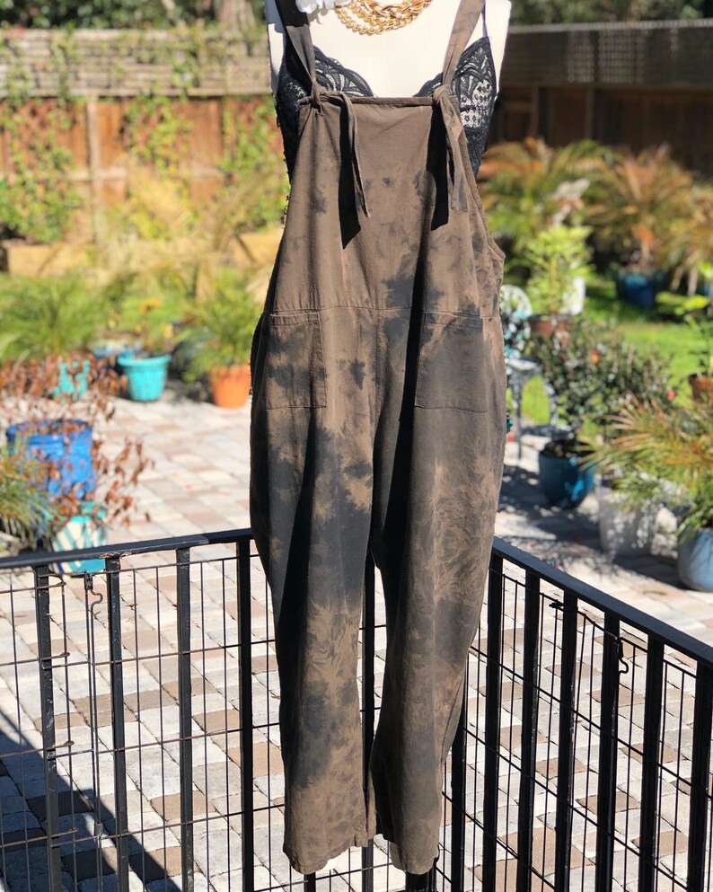 VINTAGE OVERALLSblack and brown overallshand dyed overallscotton overallsboho overallscotton tie dye overallsfab208nycfab208boho