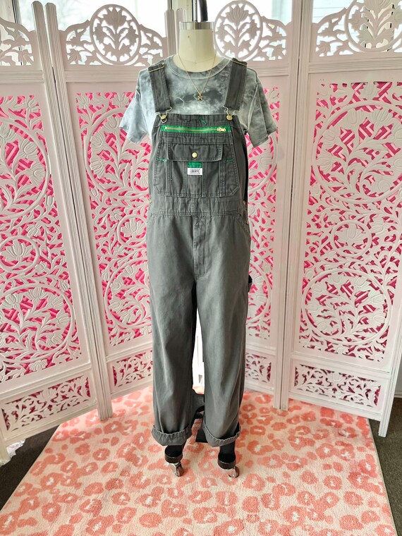 VINTAGE OVERALLS, Grey Liberty Overalls, 34x32, v… - image 1