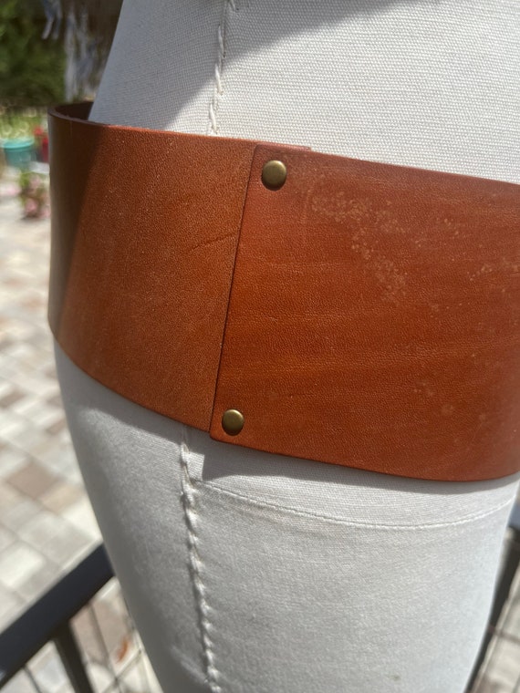 VINTAGE LEATHER HIP belt/90s leather belt/vintage… - image 10