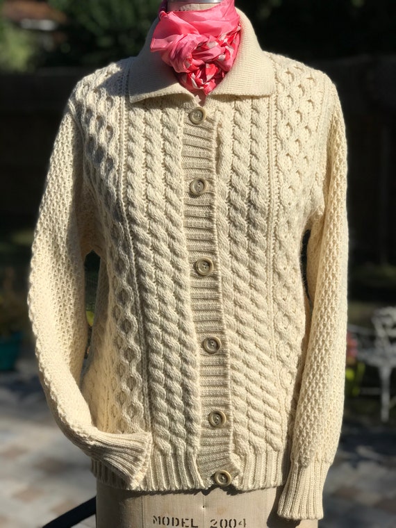 VINTAGE CARDIGAN/Cable knit sweater/vintage sweate