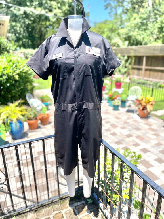 BLACK COVERALL SHORTS/vintage automotive coveralls