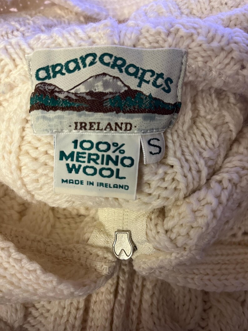 Vintage Hooded Aran Cable Knit Cardigan: Irish Sweater with Pockets image 18