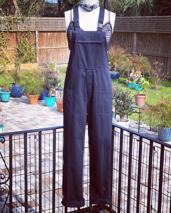 VINTAGE OVERALL/dark blue cotton overalls/Italian