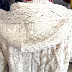 Vintage Hooded Aran Cable Knit Cardigan: Irish Sweater with Pockets image 11