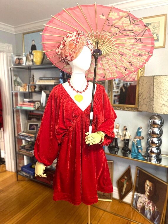 fitted lace wedding dress Free People Red Floral Mini Dress with Lace Trim, Open Back and Balloo –  The Thrifty Hippy main image 0