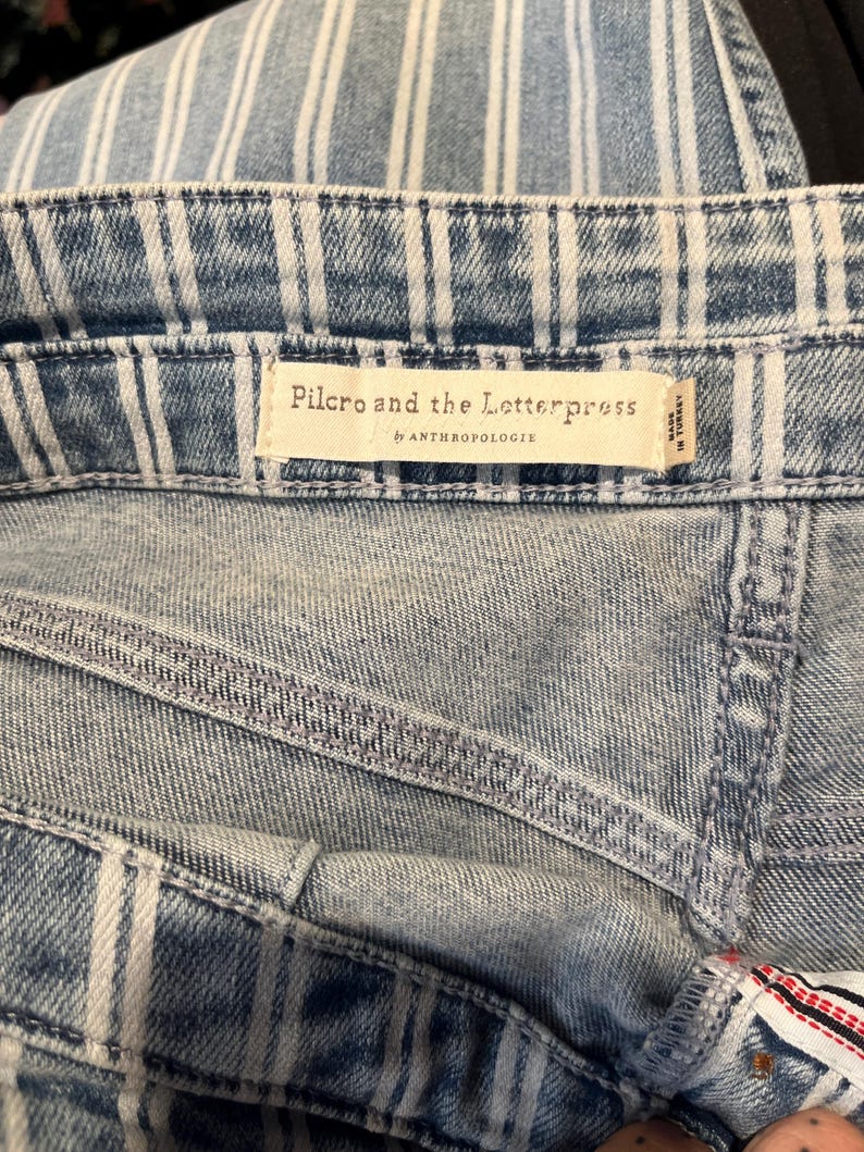 Calça jeans listrada de cintura alta: Anthropologie Denim imagem 10