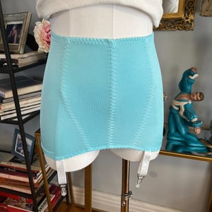 Upcycled girdle skirt, Med girdle, turquoise girdle, stretch girdle, girdle with suspenders, fab208nyc, hand dyed lingerie, vintage lingerie