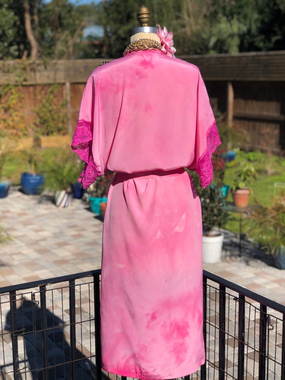 PINK VINTAGE ROBE/hand dyed robe/vintage rayon ro… - image 7