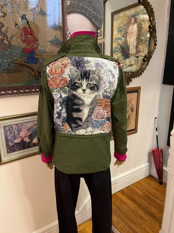 Vintage Bundeswehrjacke mit Kätzchen Patch, Vintage