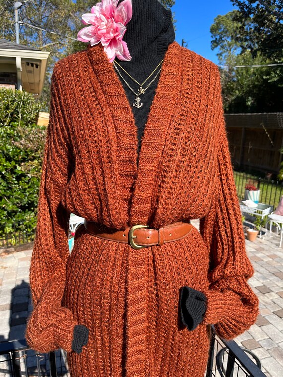 VINTAGE ACRYLIC CARDIGAN sweater/amber color swea… - image 7