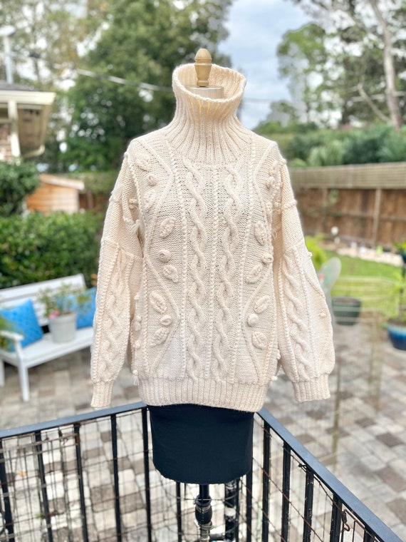 VINTAGE ROBERTA FREYMANN sweater/ivory hand knit s