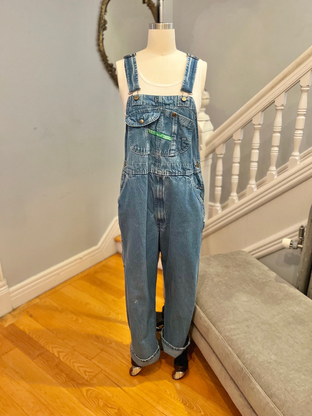 VINTAGE KEY Overalls/36x31/key Overalls/faded Denim Etsy
