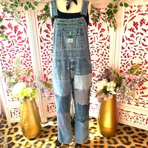 Vintage Patched Denim Overalls: Upcycled Liberty Brand (38x29
