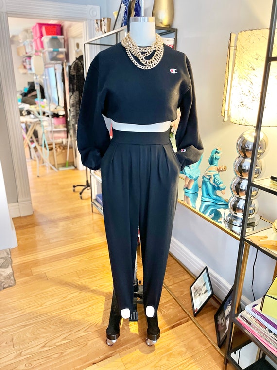 80S STIRRUP PANTS/black stirrup pants/black knit 8